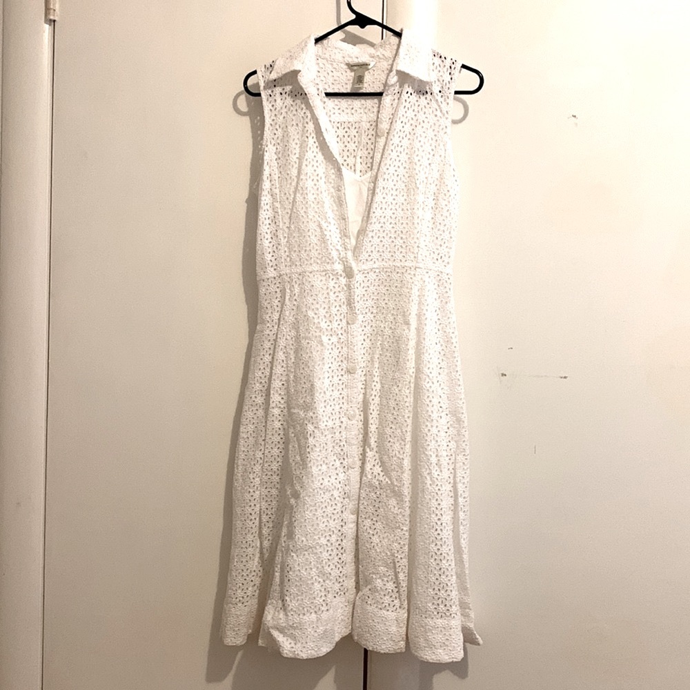 White Eyelet, Button-Down Dress - image 1